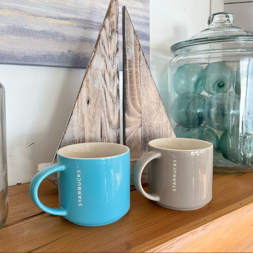 Blue Starbucks mugs